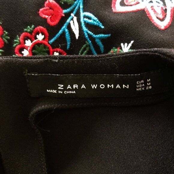 Zara Sleeveless Black Shift Dress with Embroideries,   size M - Picture 14 of 15
